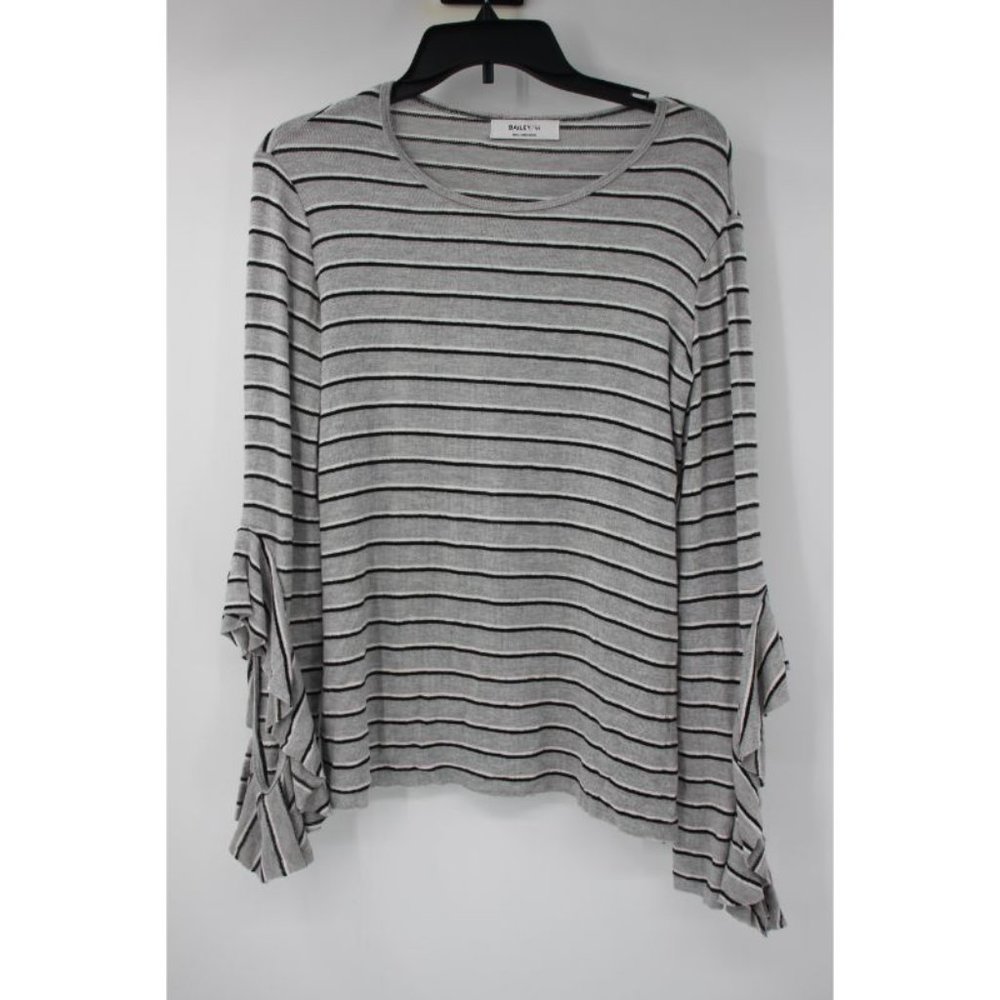 Bailey 44 sweater Womens small long sleeve striped blouse top USA made soft gray